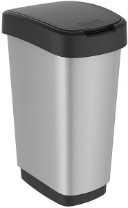Kosz na śmieci uchylny Rotho TWIST 50l srebrny