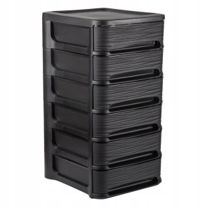 Regał organizer z 6 szufladami EDA Stone czarny
