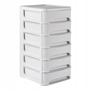 Regał organizer z 6 szufladami EDA Stone biały