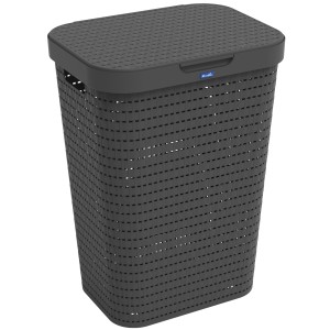 Kosz na bieliznę Rotho COUNTRY 55l czarny